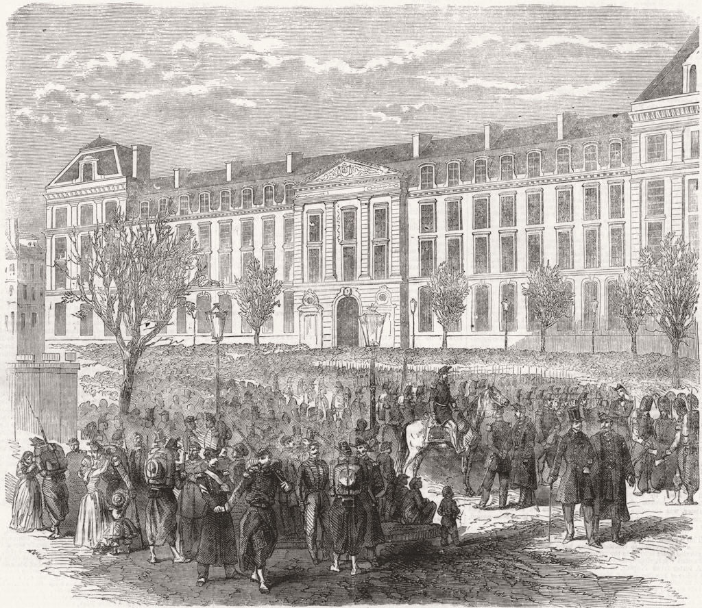 FRANCE. French troops, Paris for war 1859 old antique vintage print picture
